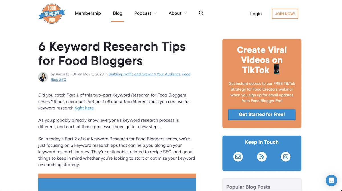 a keyword research blog post written by Alexa Peduzzi